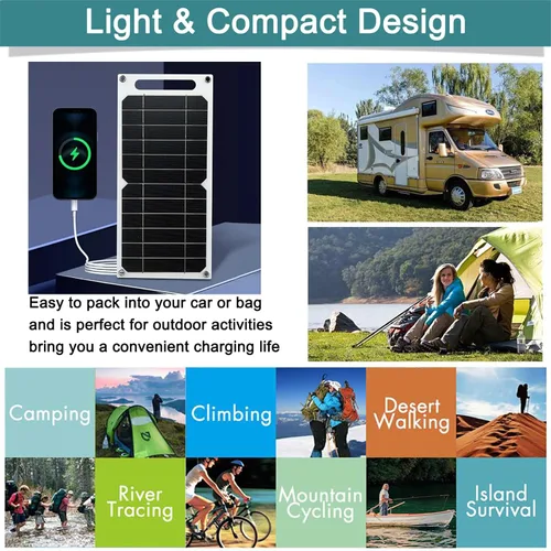 Vista 6 de Mini 5V 6W Panel Solar USB, Cargador Solar Portátil de 5 Voltios 6 Vatios de Alta Eficiencia Monocristalino con Cable de 55 Pulgadas para Celular