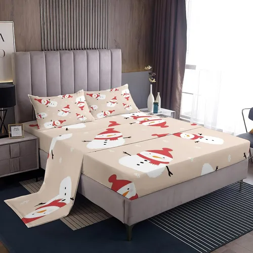 Vista 35 de Juego de sábanas tamaño individual, sábanas para árbol de Navidad, sábanas y fundas de almohada de microfibra de 3 piezas, juego de sábanas