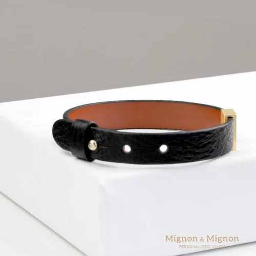 Vista 5 de MignonandMignon Pulsera de cuero personalizada para hombre, regalo para el día del padre, pulsera de cuero genuino a juego, regalo para padrastro