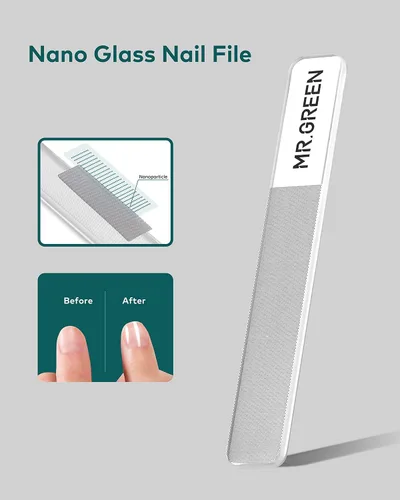 Vista 2 de MR.GREEN Brillo de uñas de cristal, limas de uñas de nanocristal y pulidor de uñas, kit profesional de herramientas de manicura de cristal para uñas