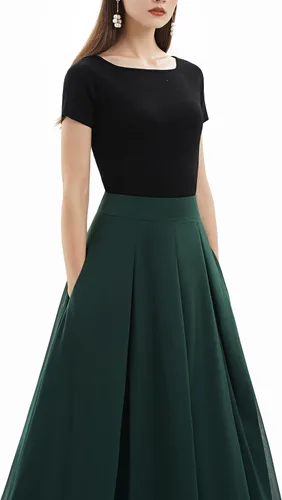 Vista 2 de Diydress - Faldas largas de gasa para mujer, falda larga hasta el suelo, cintura alta, faldas formales de fiesta de graduación con bolsillos