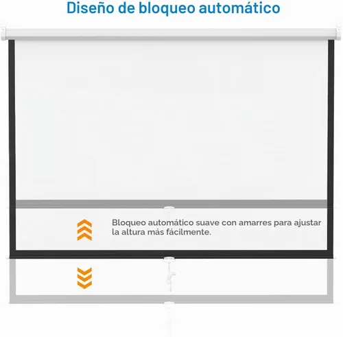 Vista 3 de PERLESMITH PSMS1 - Pantalla de proyector de 100 pulgadas, pantalla de proyector retráctil HD 16:9 con bloqueo automático, pantalla de proyector