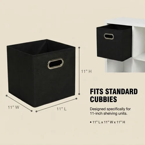 Vista 2 de Household Essentials Cubos de Almacenamiento de Tela Plegables Paquete de 6 – 11x11x11 Contenedores No Tejidos Apilables con Lados de Cartón