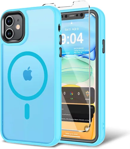 Vista 13 de Funda para iPhone 11 con protector de pantalla, compatible con MagSafe, ultra delgada, translúcida, mate, a prueba de golpes, color negro
