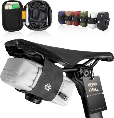 Vista 13 de Bolsa de sillín magnética Lumiere & Co. Falcon – Bolsa de bicicleta ultra pequeña de 0.37L, cierre magnético rápido Bolsa de asiento específica