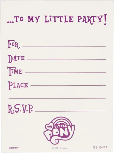 Vista 2 de Paquete de suministros para fiesta My Little Pony, invitaciones