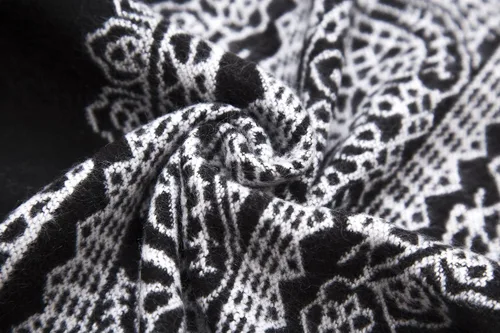 Vista 6 de Chal estilo poncho con frente abierto con patrón vintage, capa para mujer