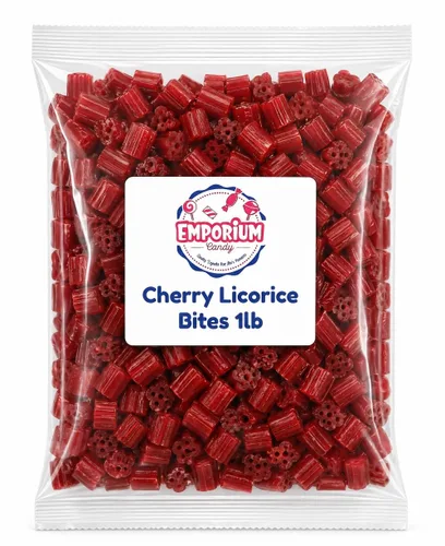 Vista 3 de Bocados de regaliz rojo cereza 1 lb Bolsa a granel suave masticable dulce dulce fresco