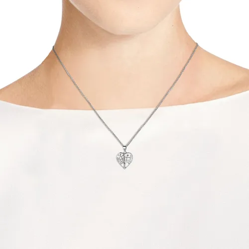 Vista 6 de AeraVida Collar de plata esterlina 925 con forma de corazón romántico del árbol de la vida Collar de plata de ley Collar en forma de corazón