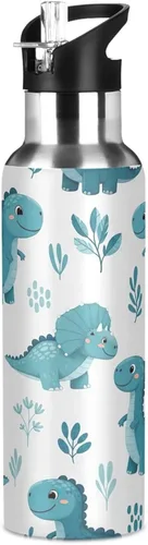 Vista 8 de Linda botella de agua aislada azul dinosaurio de 32 onzas, botella de agua deportiva sin BPA aislada a prueba de fugas