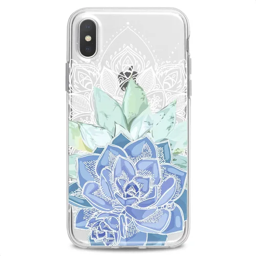 Vista 7 de Funda compatible con iPhone 14 13 Pro Max 12 Mini 11 Xs X 8 Plus Xr 7 SE 6s 5 Plant Floral Flowers Phone Teen Slim Boho Cute Girls Print Blue Design