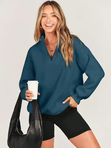 Vista 9 de ANRABESS Sudaderas de gran tamaño para mujer, sudaderas con capucha y media cremallera de 14, ropa de otoño 2024 Y2k