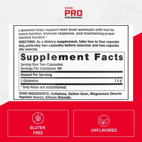 Vista 6 de GNC Pro Performance L-Glutamina 1500 mg, suplemento de aminoácidos, 90