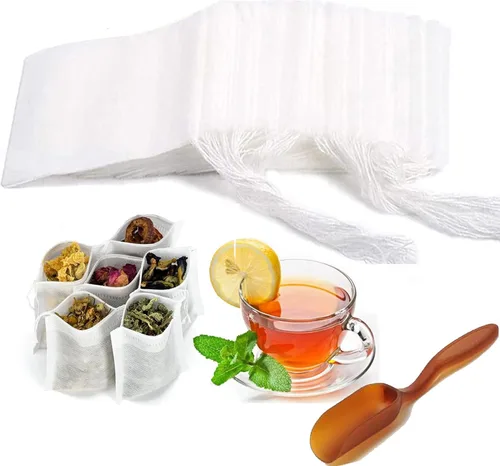 Vista 10 de 100 piezas de bolsas de filtro de té, bolsas de té para té de hojas sueltas, material seguro y natural, infusor de té desechable para té de hojas