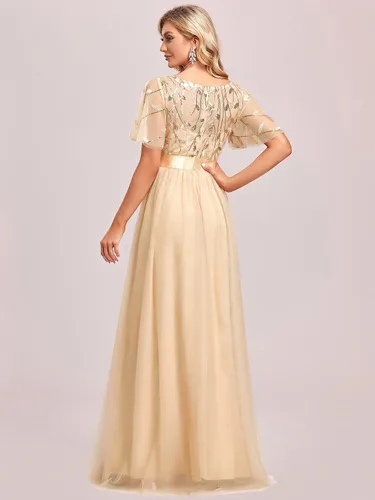 Vista 2 de Ever-Pretty - Vestido con bordado cintura imperial y acampanado para mujer 0904 para fiesta y graduación