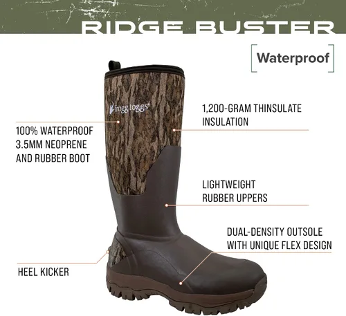 Vista 2 de FROGG TOGGS Botas de caza impermeables Ridge Buster de 21.16 oz para hombre, 23.28 oz Thinsulate, neopreno de 0.197 in