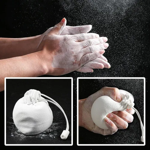 Vista 3 de Bolsa de tiza para escalar, con bola de tiza, bolsa de tiza negra ajustable para equipos de escalada en roca