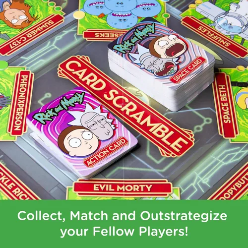 Vista 4 de AQUARIUS Rick & Morty Card Scramble - Divertido juego de fiesta familiar para niños, adolescentes y adultos, regalo entretenido de noche de juego