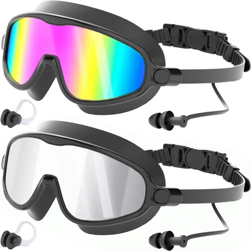 Vista 7 de COOLOO Paquete de 2 gafas de natación de visión amplia, sin fugas, antivaho y anti rayos UV para adultos, para hombres, mujeres y jóvenes