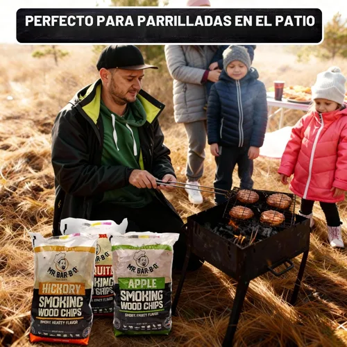 Vista 7 de Mr. Bar-B-Q - Chips de madera para ahumar de madera, paquete de 3 sabores, manzana, mezquite y nogal de Mr. Bar-B-Q, se pueden utilizar en parrilla