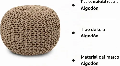 Vista 7 de REDEARTH - Puf otomano con cubierta tejida en puntada de cable 100% Cotton, 19.5"x19.5"x14"; Doubles as Footstool, Foot Rest; Great for Living