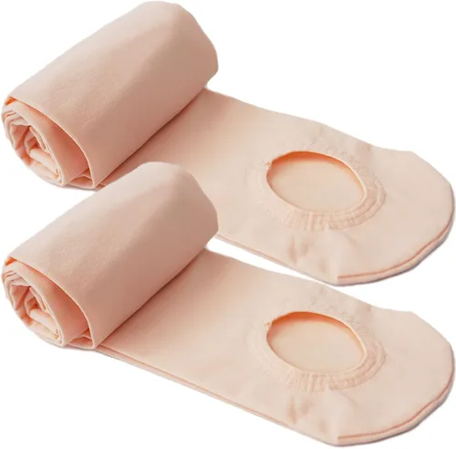 Vista 2 de DANCEYOU Mallas de baile para mujer, 2 pares de mallas de ballet convertiblescon pies para niñas, leggings opacos para niños pequeños, niños