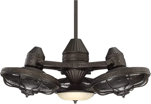 Vista 7 de Lámpara con ventiladores de techo de 38 acabado en bronce con 3 ventiladores