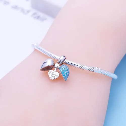 Vista 6 de SOUKISS Abalorios colgantes de plata de ley 925 con diseño de corazón de amor para Pandora, pulsera y collar