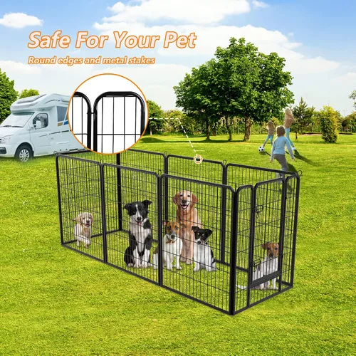 Vista 9 de Nova Microdermabrasion Corralito para perros de 8 paneles, 40 pulgadas de altura, interior/exterior, perros pequeños a grandes, perrera