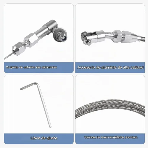 Vista 7 de Kit de cable de acelerador trenzado de acero inoxidable de 24 pulgadas con cubierta de bloqueo, con ajuste de aluminio y casquillo, cables