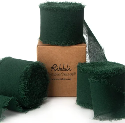Vista 21 de Ribbli Cinta de gasa color marfil de 1-1/2 pulgadas x 30 yardas, hecha a mano con flecos, cinta de seda de gasa marfil, cinta crema
