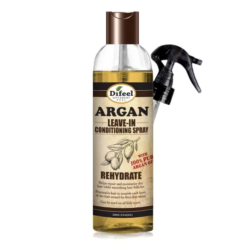 Vista 4 de Difeel Tratamiento acondicionador sin enjuague Rehydrate – Aceite de argán 100% puro de 6 onzas con tapa de pulverización y tapa dispensadora
