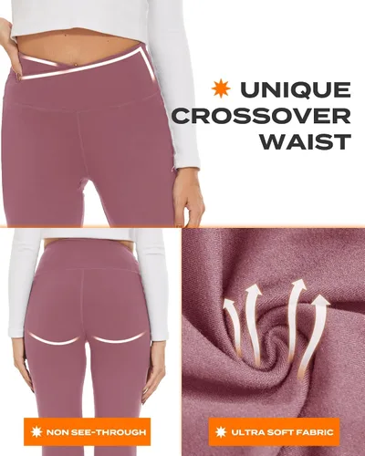 Vista 77 de TNNZEET Leggings acampanados negros para mujer, pantalones de yoga cruzados con bolsillos, corte de bota, leggings acampanados