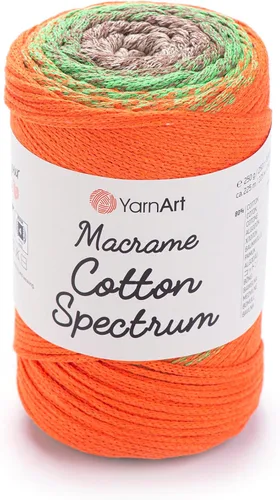 Vista 30 de YarnArt Macramé de Algodón Spectrum – Cuerda Multicolor 80% Algodón – 8.8 oz (250g), 246 yardas (225m) – Cuerda Colorida para Nudos, Tejido 512.2 in