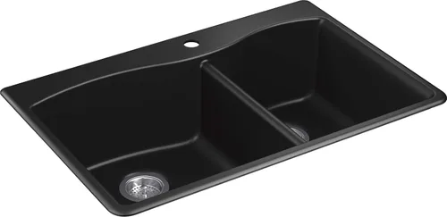 Vista 18 de KOHLER 28003-1-CM1 Kennon® - Fregadero de cocina de 25 pulgadas de montaje superior o inferior, incluye estante para fregadero, color negro mate