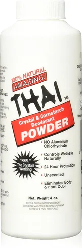 Vista 2 de Thai Crystal - Desodorante de cristal natural y almidón de maíz, polvo corporal para pies, sin perfume, 4 onzas