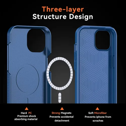 Vista 2 de Dataroad - Funda magnética para iPhone 13 Pro Max, resistente compatible con MagSafe, protección contra caídas de grado militar, forro de microfibra