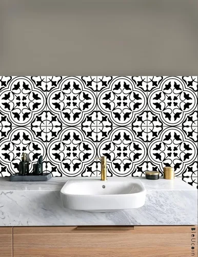 Vista 4 de Bleucoin Calcomanías de azulejos de Tánger para cocina, baño, salpicaduras, impermeables, extraíbles, ecológicas, calcomanías de vinilo