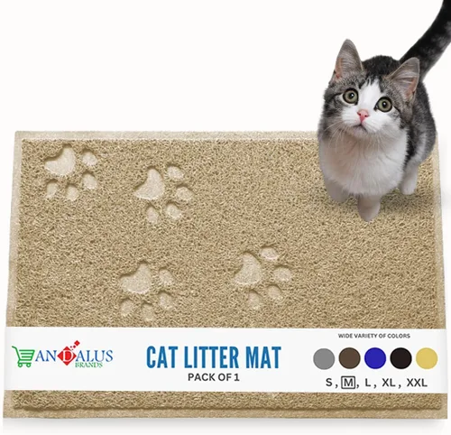 Vista 12 de Andalus Tapete Pequeño para Arena de Gatos, Paquete de 2 - Impermeable, Antideslizante y Fácil de Limpiar, Tapete para Caja de Arena de Gatos