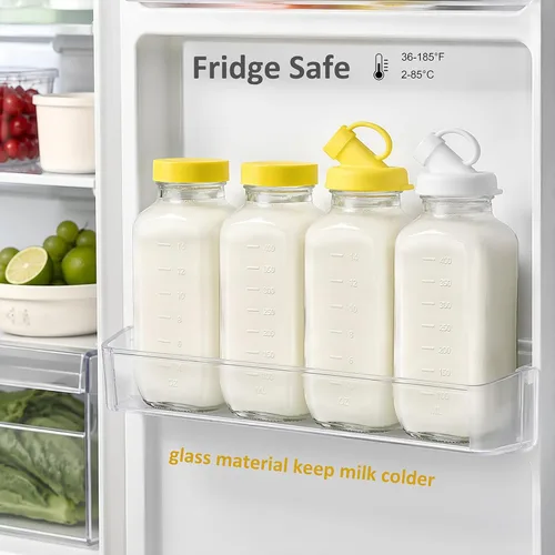Vista 2 de Botellas de leche de vidrio reutilizables de 16 onzas