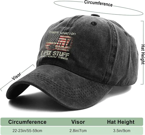Vista 2 de I Fix Things Hat, I Fix Stuff and Know Things Sombrero para hombres, I Fix Things and I Know Stuff Sombrero Sombrero I Fix Stuff 1 1 (negro), Negro