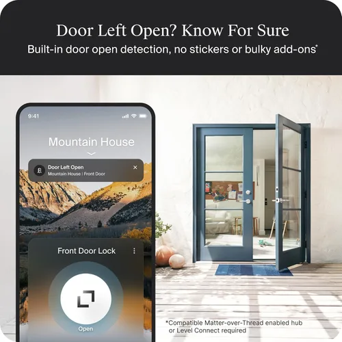 Vista 7 de Level Lock Pro - Cerradura inteligente más pequeña, rápida e innovadora del mundo - Cerrojo de seguridad de materia sobre rosca más llave Apple Home