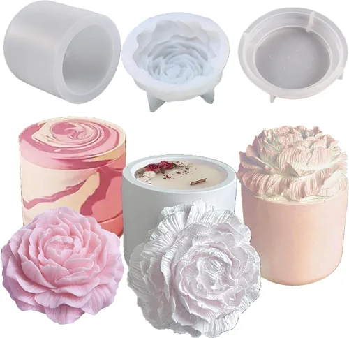 Vista 13 de Molde de silicona de oso de peluche 3D de burbujas y bolas superpuestas 3D con soportes para agujas de vela para decoración de mesa de jabón de vela