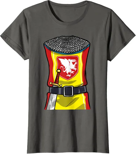 Vista 7 de Disfraz medieval de caballero de Halloween, camiseta para niños con espada de armadura, Negro, S