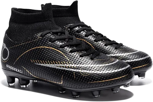 Vista 5 de Tacos de fútbol para niños y niñas, zapatos de entrenamiento de fútbol para exteriores e interiores, zapatos de césped atlético