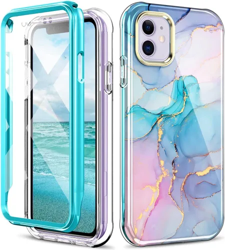 Vista 54 de Bonita funda de mármol para iPhone 11 Pro Max de 6.5 pulgadas, fabricada con protector de pantalla, ligera y elegante, cuerpo completo, a prueba