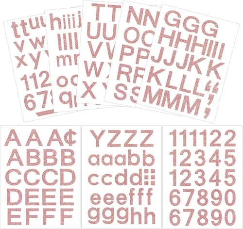 Vista 22 de Outus 8 hojas de calcomanías de letras de vinilo, autoadhesivas, números para buzón, letras del alfabeto, para medias de Navidad, álbumes de Negro