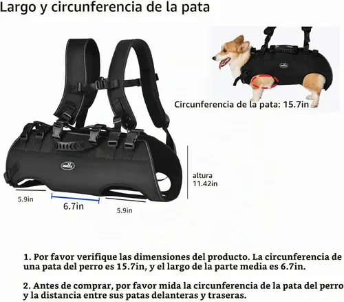 Vista 2 de Arnés de elevación para perros, soporte y rehabilitación con cabestrillo ajustable acolchado y transpirable Arnés de elevación para perros