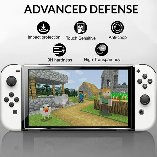 Vista 3 de Paquete de 2 protectores de pantalla de vidrio templado para Nintendo Switch OLED