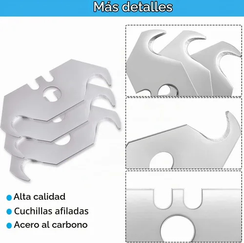 Vista 4 de Mudder Cuchillas de gancho de utilidad Cuchillas de afeitar de gancho de acero para techos y alfombras con caja de plástico(30)